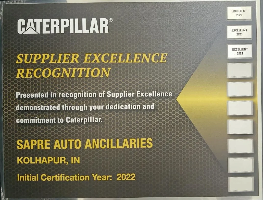 Caterpillar Supplier Excellence Recognition — Sapre Auto Ancillaries, Kolhapur