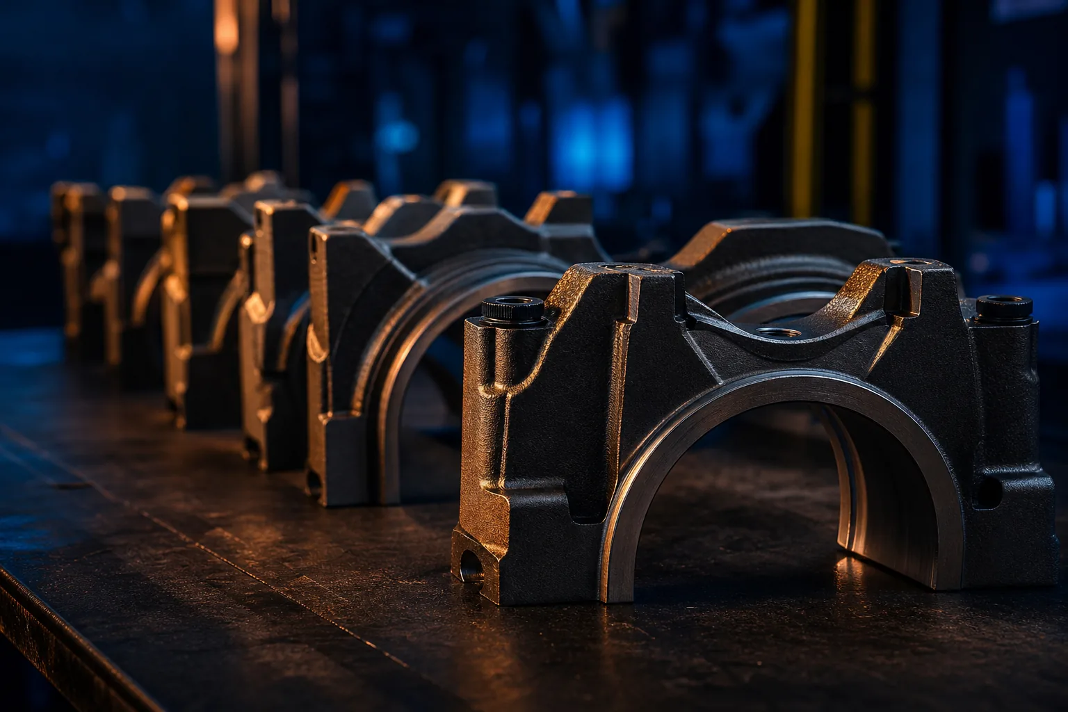 Precision main bearing caps for engine block assembly