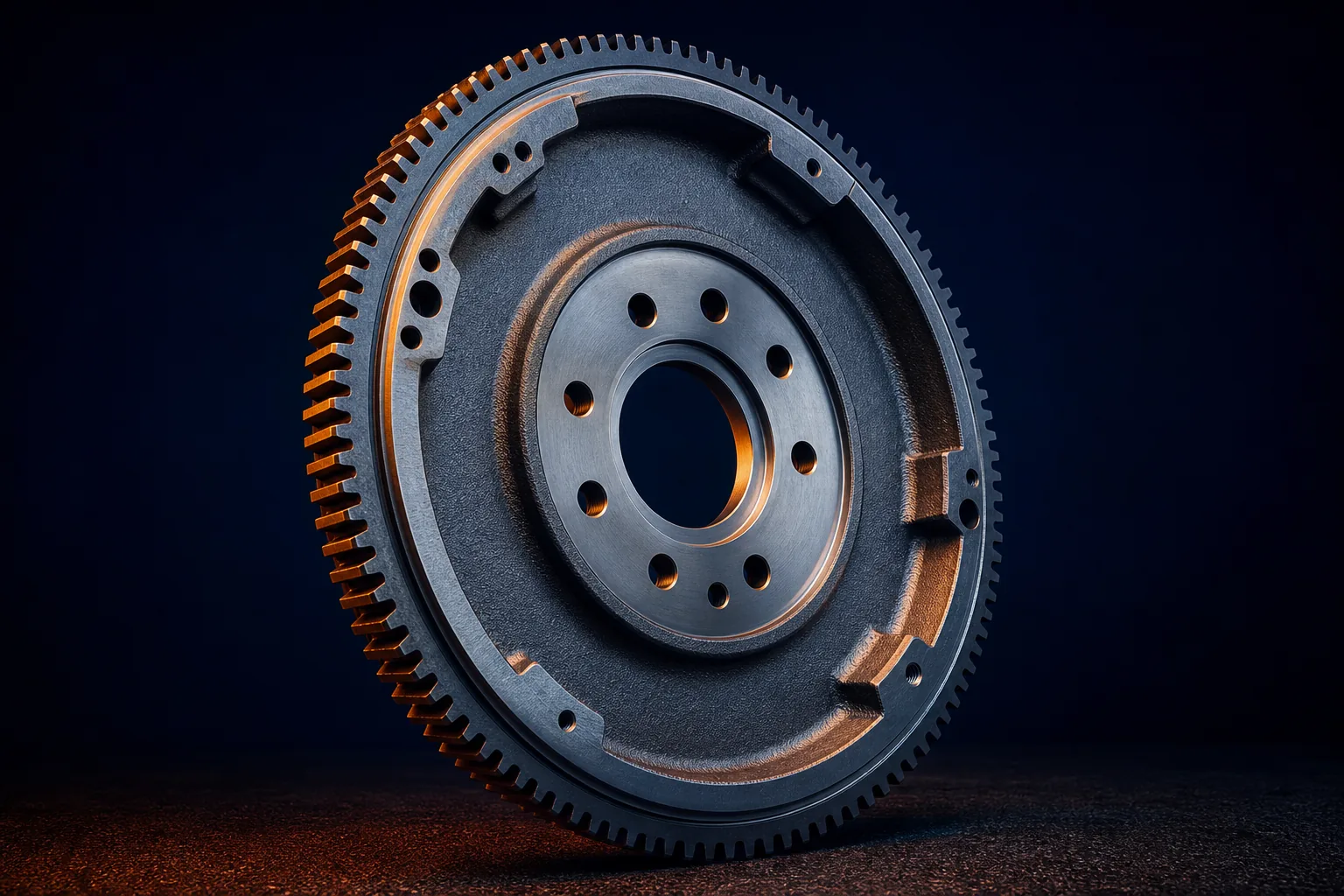 Automotive flywheel casting — machined grey iron with ring gear