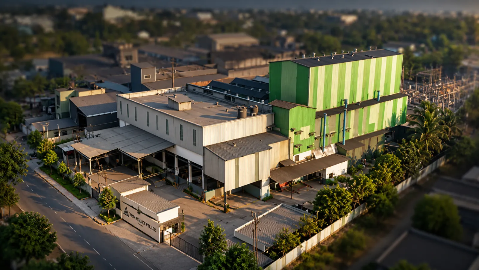 Aerial view of the Yash Group foundry, Shiroli MIDC, Kolhapur