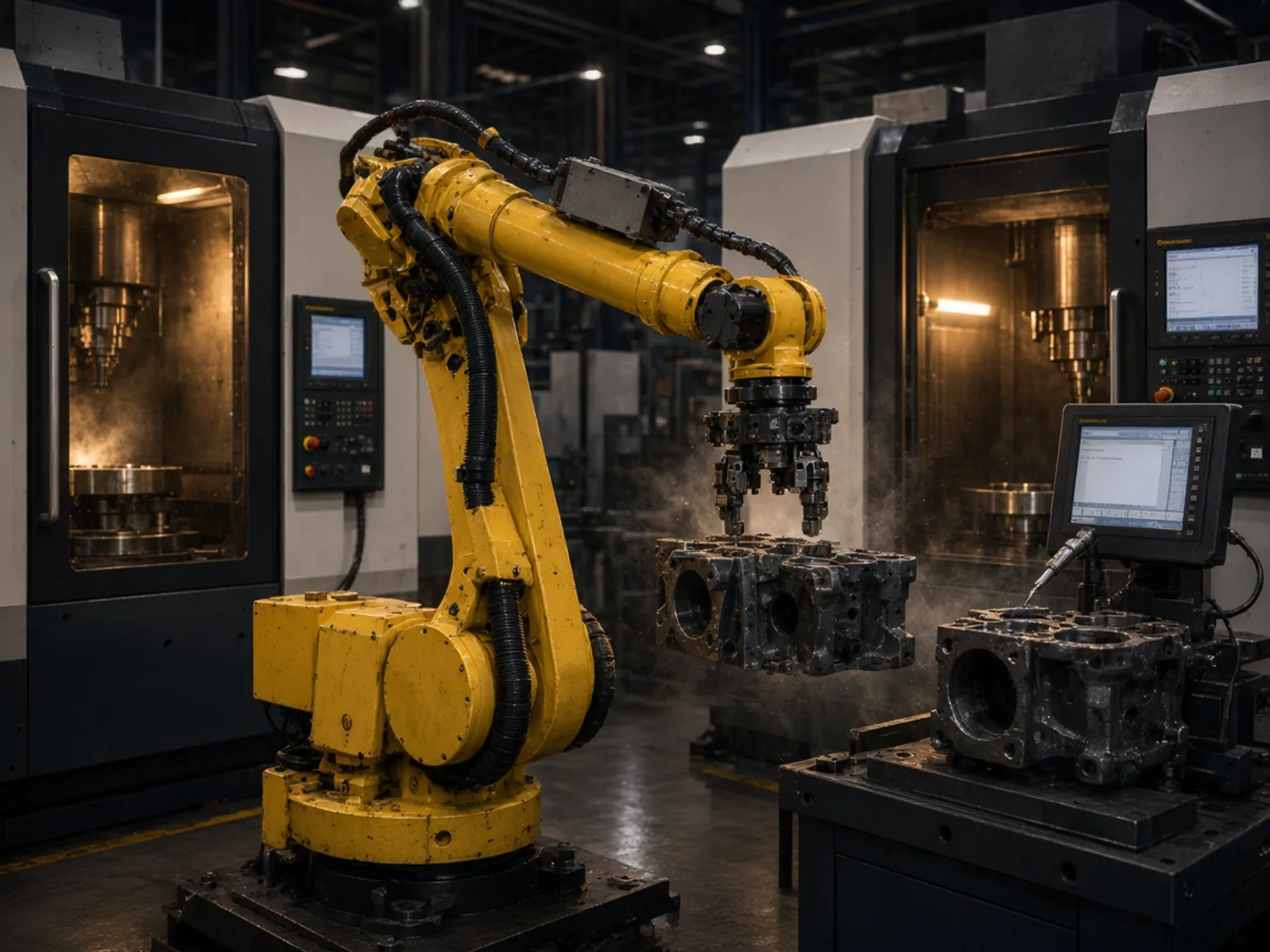 Industrial robotic cell with auto gauging at Sapre Auto Ancillaries